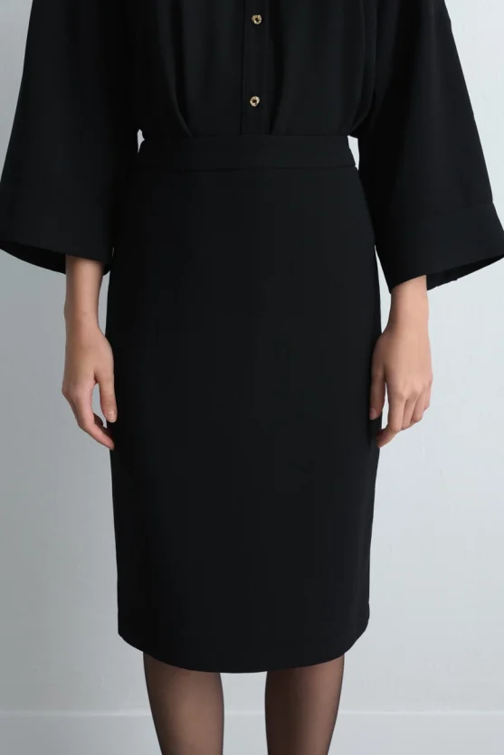Crepe Pencil Skirt Black - 2