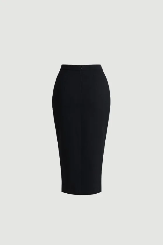 Crepe Pencil Skirt Black - 9