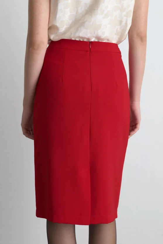 Crepe Pencil Skirt Red - Gusto