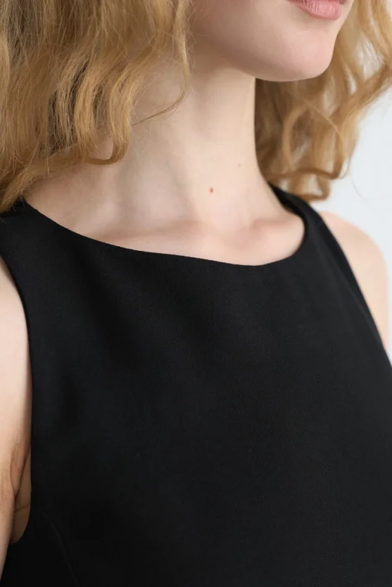 Crepe Pinafore Dress - Black - Gusto