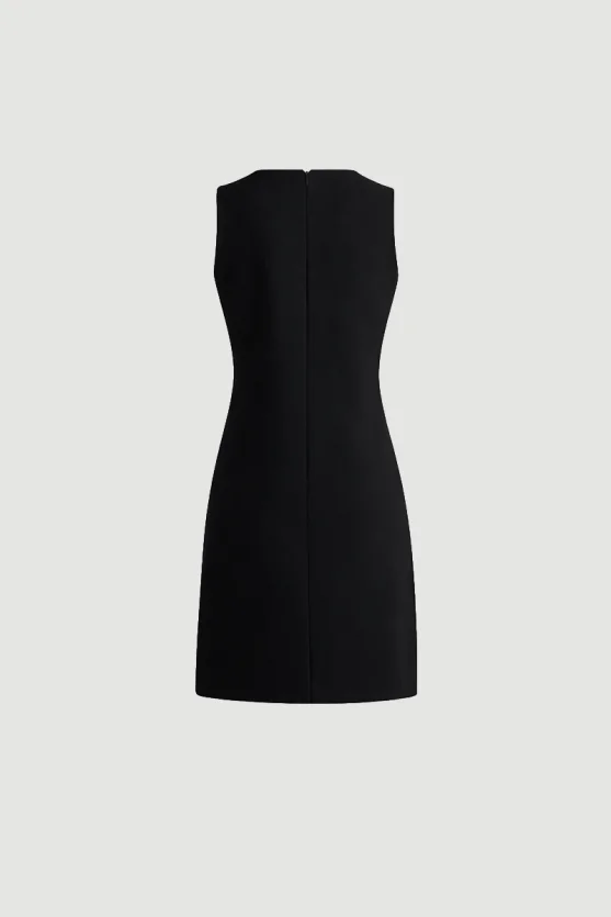 Crepe Pinafore Dress Black - 9