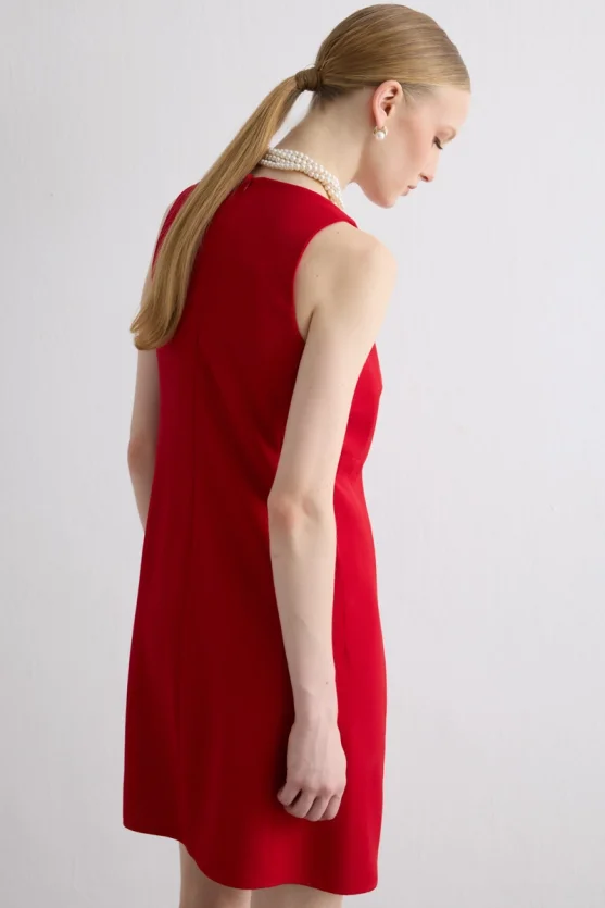 Crepe Pinafore Dress Red - Gusto