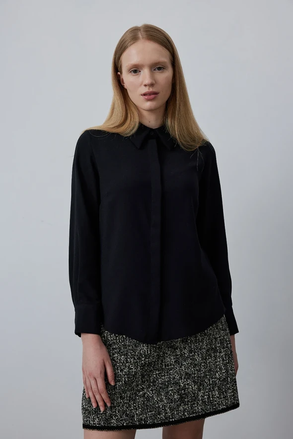 Crepe Shirt - Black - 2