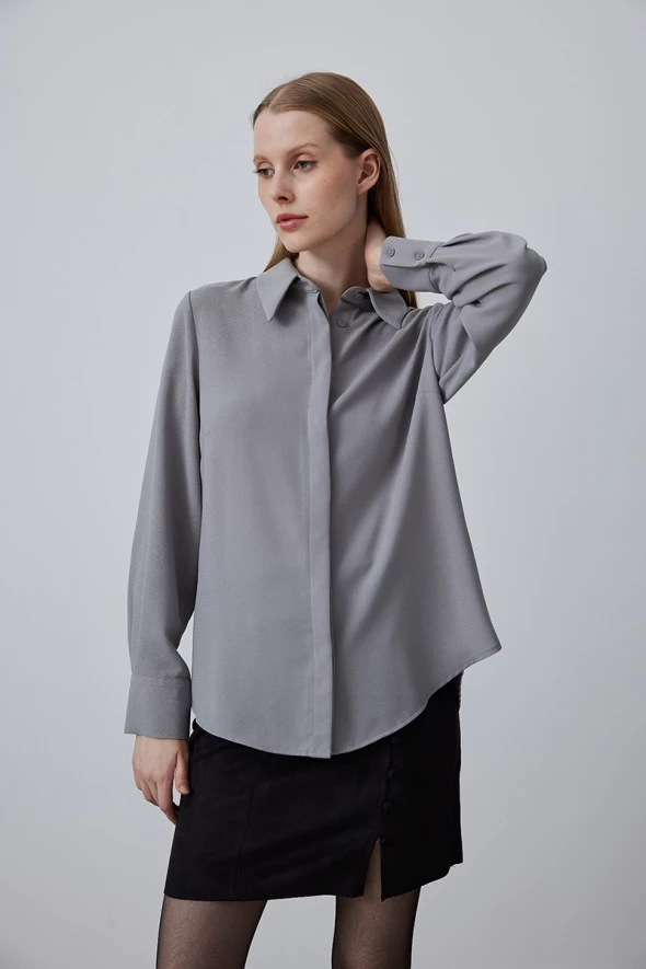 Crepe Shirt - Grey - 3