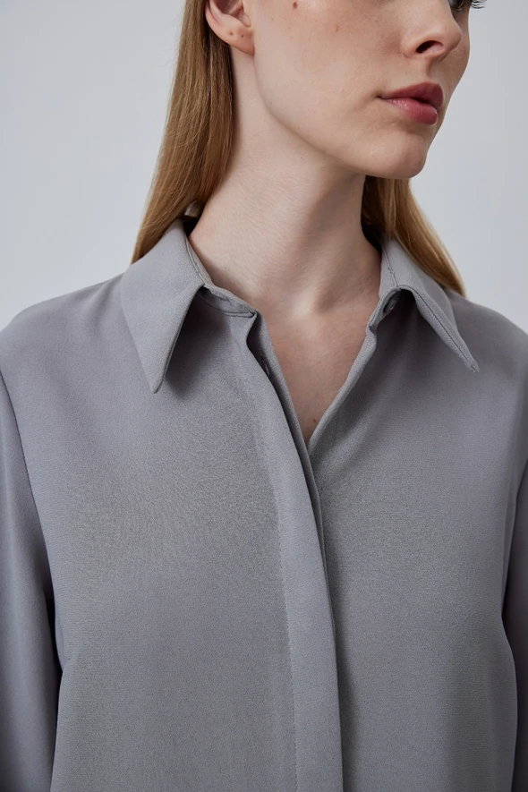 Crepe Shirt - Grey - 4