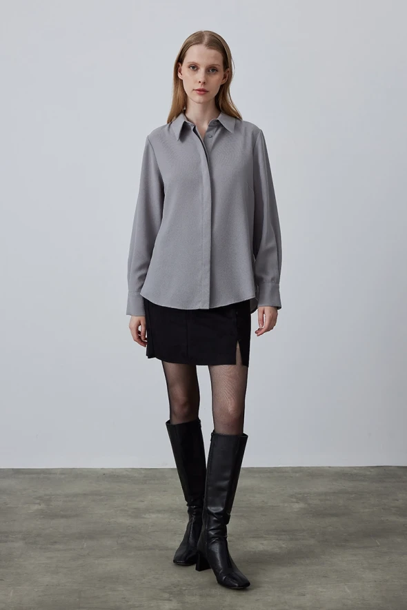 Crepe Shirt - Grey - 2