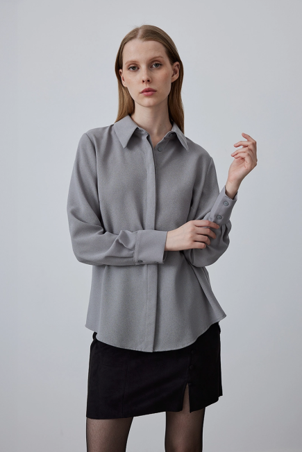 Crepe Shirt - Grey Gray