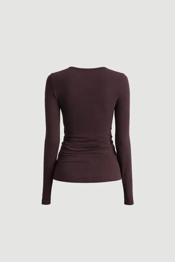 Crew Neck Cashmere Blouse Brown - Gusto