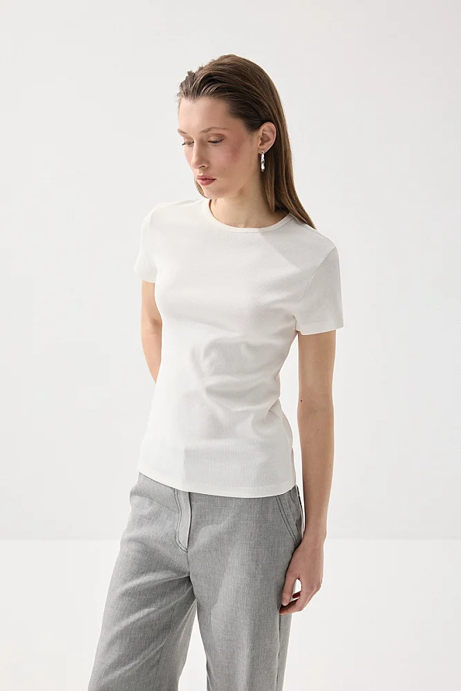 Crew Neck Cotton T-Shirt - White White