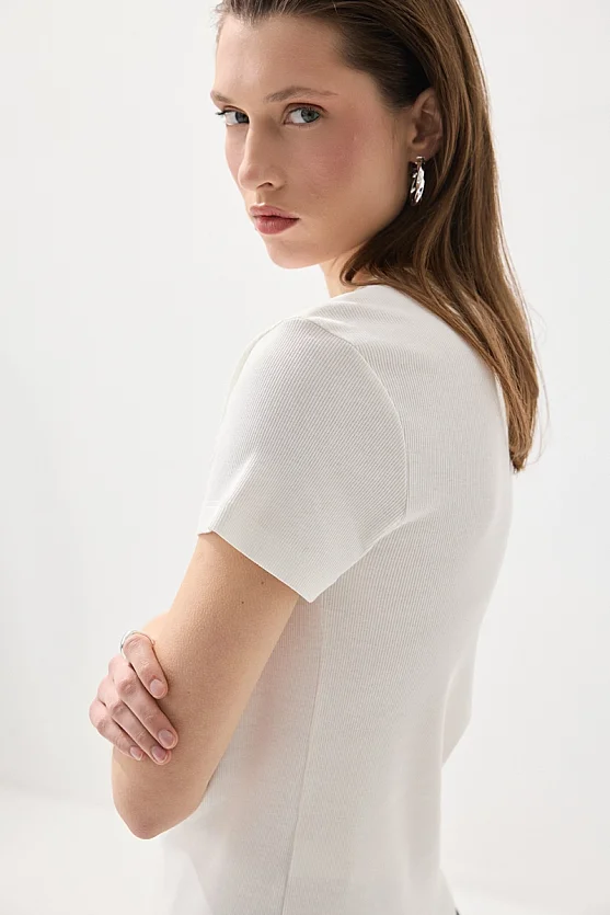 Crew Neck Cotton T-Shirt - White - Gusto