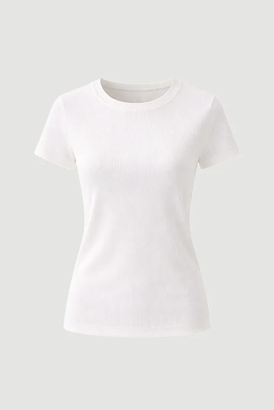 Crew Neck Cotton T-Shirt - White - 7