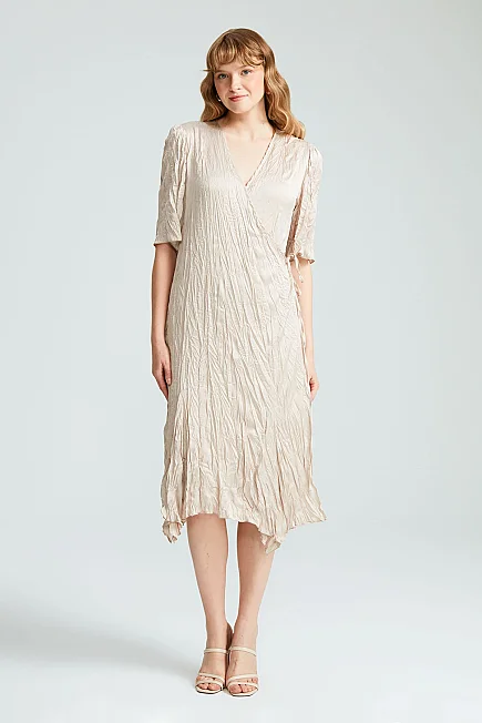 Crinkle Satin Dress - Platinum - Gusto