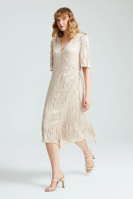 Crinkle Satin Dress - Platinum - Gusto