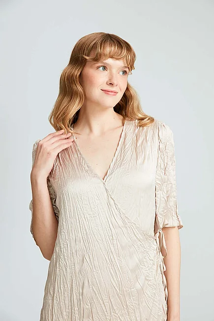 Crinkle Satin Dress - Platinum - Gusto