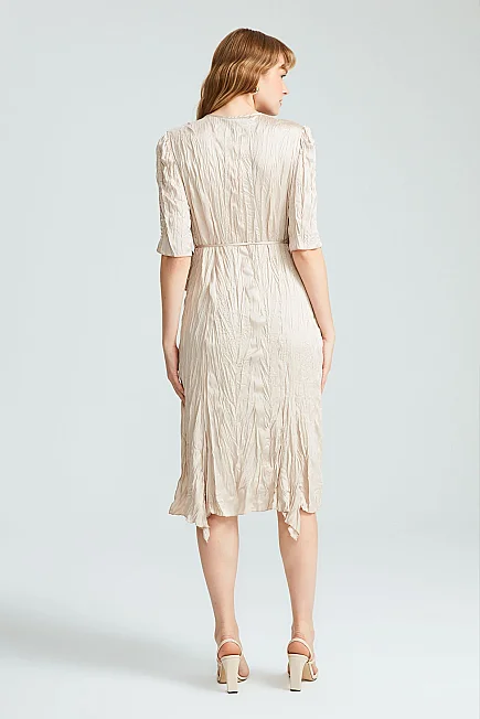 Crinkle Satin Dress - Platinum - Gusto