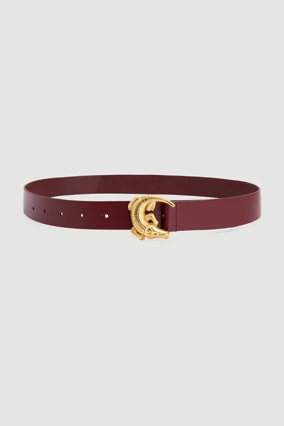Crocodile Buckle Belt Burgundy - 1
