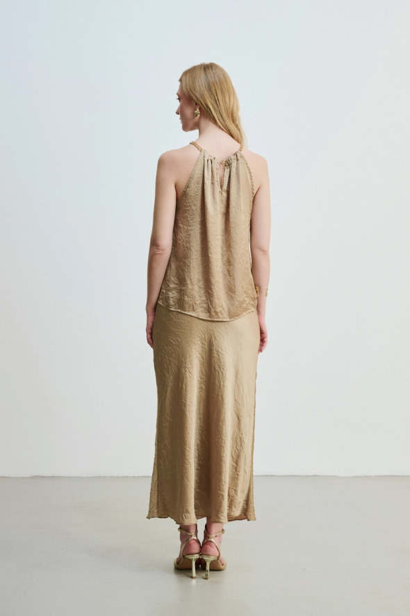 Crush Blouse with Chain - Mink - 5