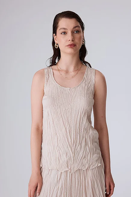 Cupro Tank Top - Stone - 1