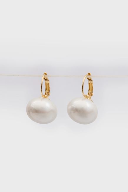 Dangle Pearl Brass Earrings - White White