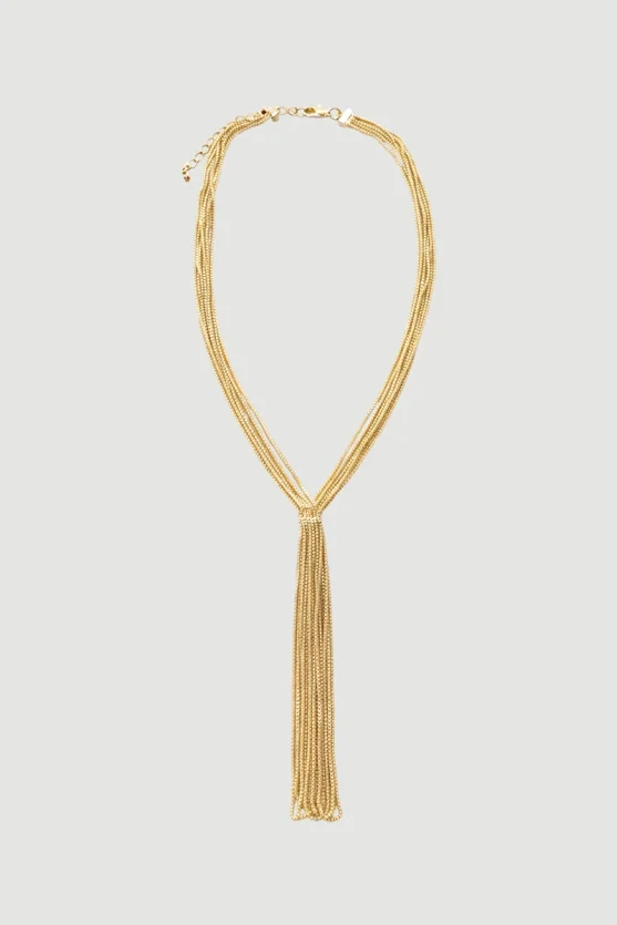 Dangling Chain Necklace - Gold - 1