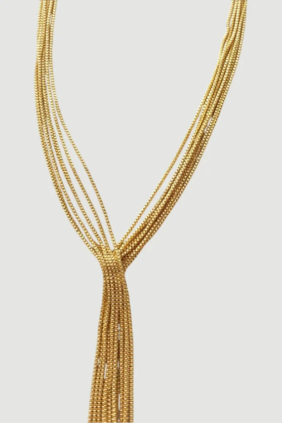 Dangling Chain Necklace - Gold - Gusto