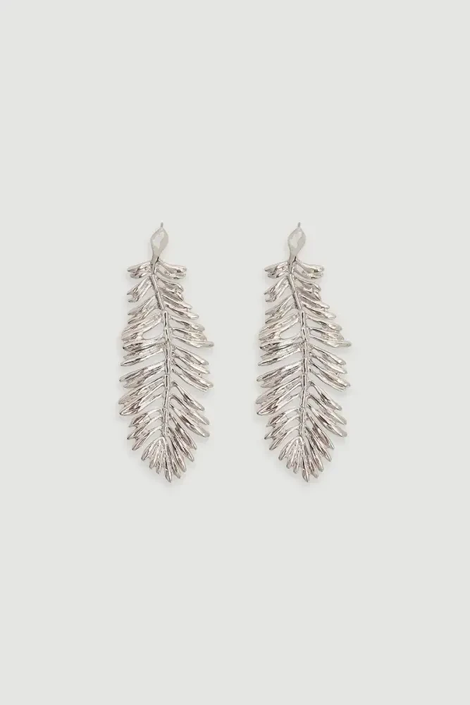 Dangling Leaf Earrings - Silver Silver