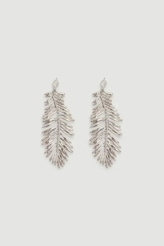 Dangling Leaf Earrings - Silver - Gusto