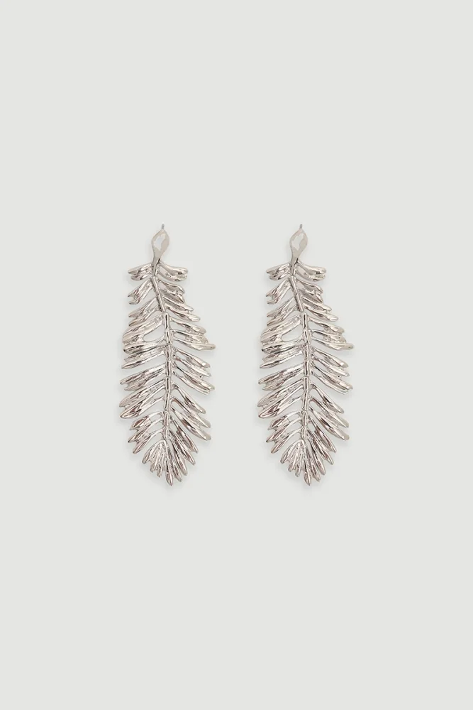 Dangling Leaf Earrings Silver Silver