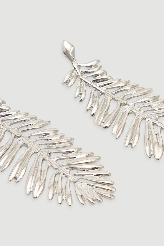 Dangling Leaf Earrings Silver - Gusto
