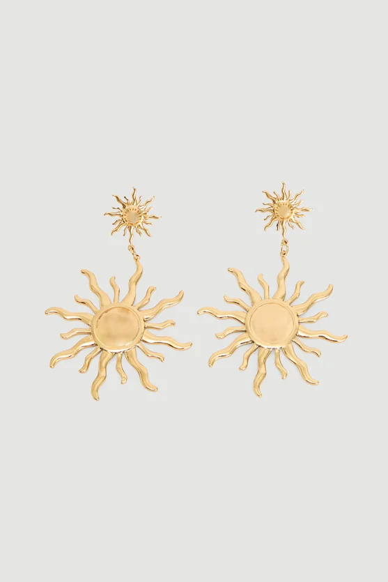 Dangling Sun Earrings Gold - Gusto