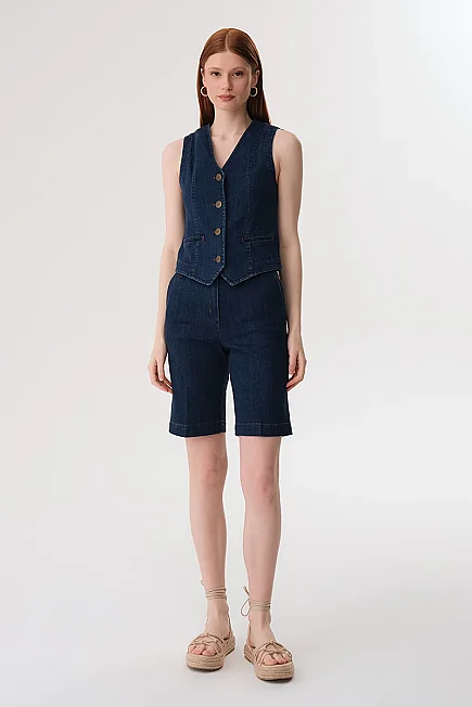 Denim Bermuda Shorts - Blue - Gusto