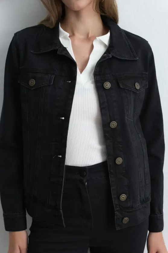 Denim Black Jacket - Black - Gusto
