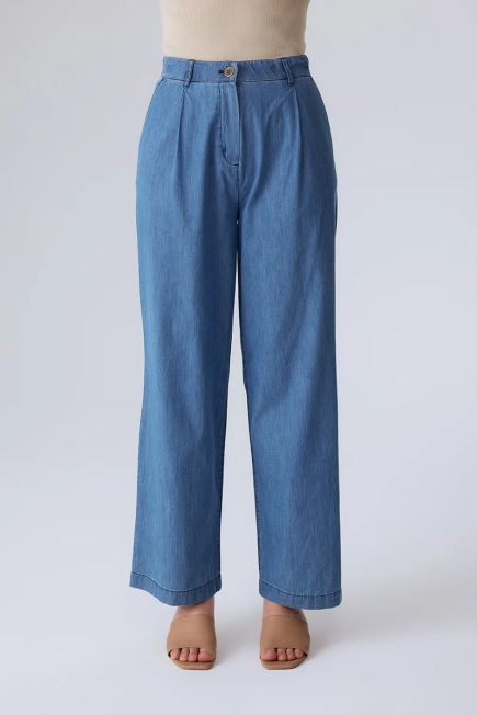 Denim Palazzo Pants - Blue Blue