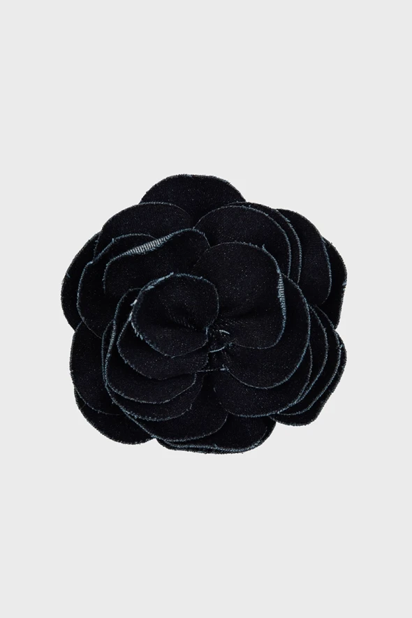 Denim Rose Brooch - Blue - 1