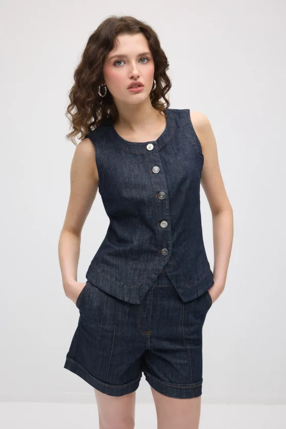 Denim Shorts - Navy Blue - Gusto