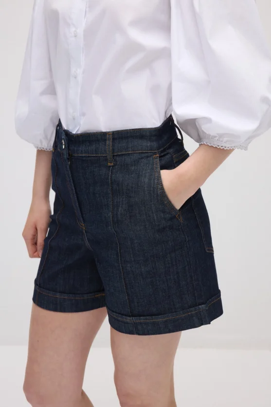Denim Shorts - Navy Blue - 4