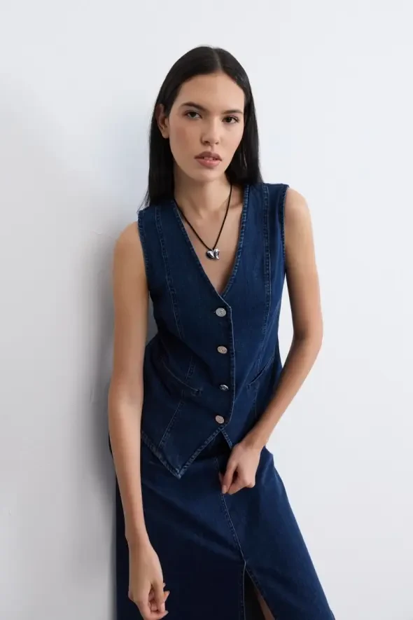 Denim Vest - Blue - 1