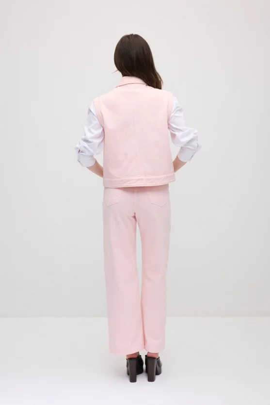 Denim Vest with Pockets - Pink - Gusto