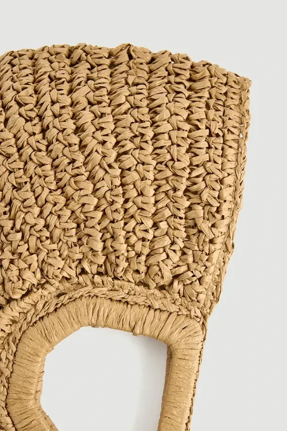Designer Straw Bag - Camel - 6