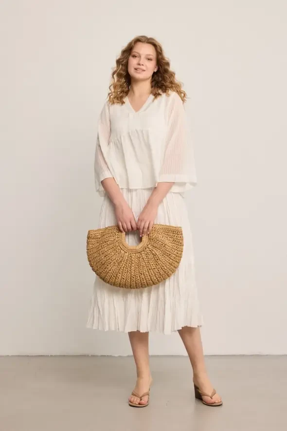 Designer Straw Bag - Camel - 7