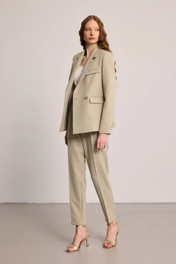 Double-Breasted Blazer Jacket - Green - Gusto