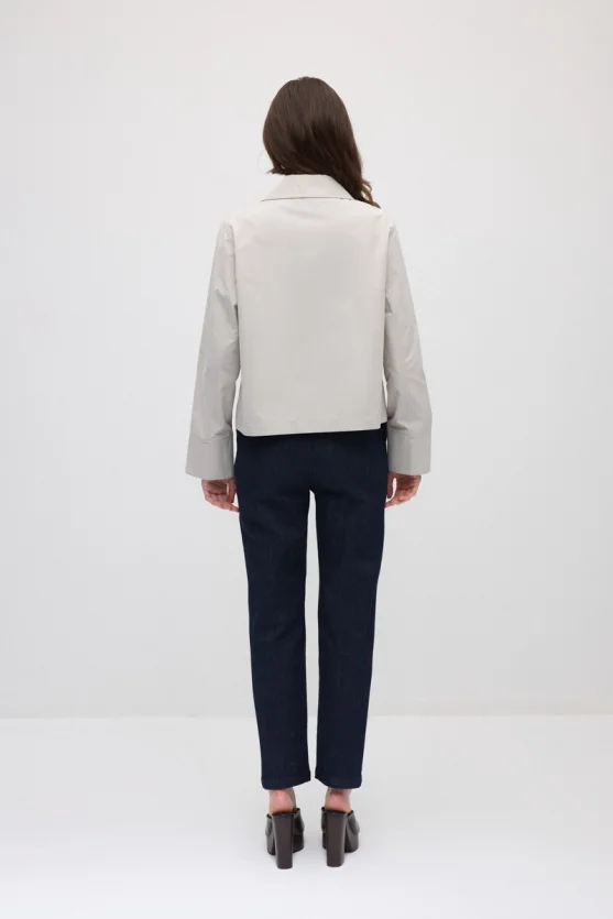 Double-Breasted Cotton Trench Coat - Stone - Gusto