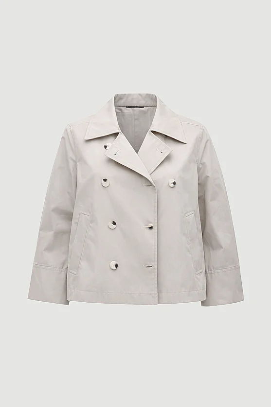 Double-Breasted Cotton Trench Coat - Stone - Gusto