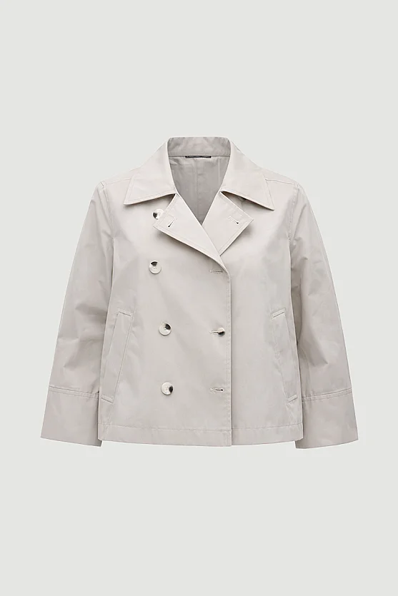 Double-Breasted Cotton Trench Coat - Stone - Gusto