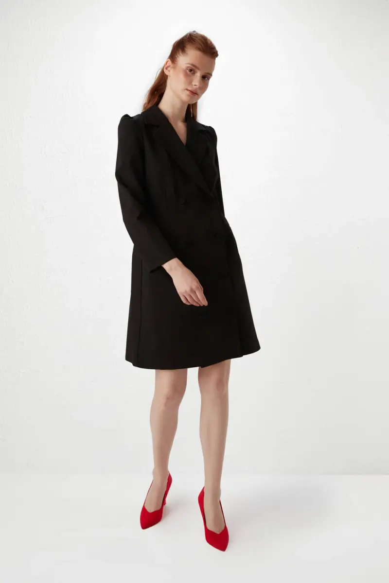 Double-breasted Jacket Dress - Black - 4