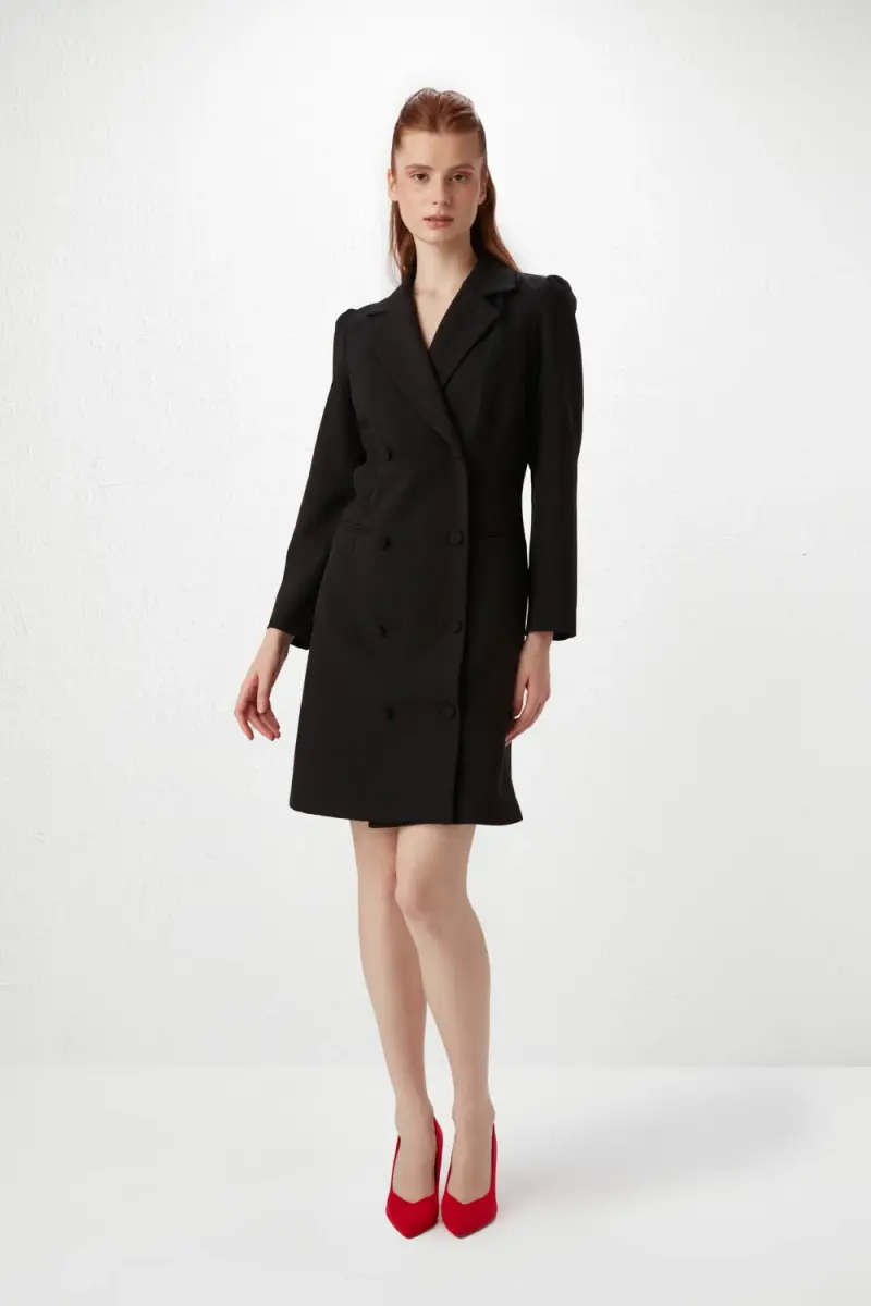 Double-breasted Jacket Dress - Black - 1