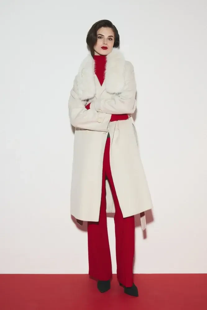 Double-Breasted Unlined Wool Coat - Ecru