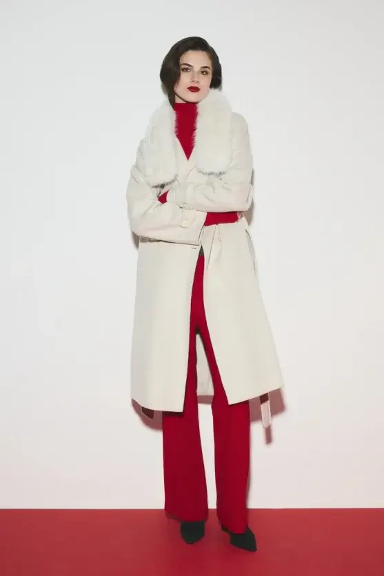 Double-Breasted Unlined Wool Coat - Ecru - 1