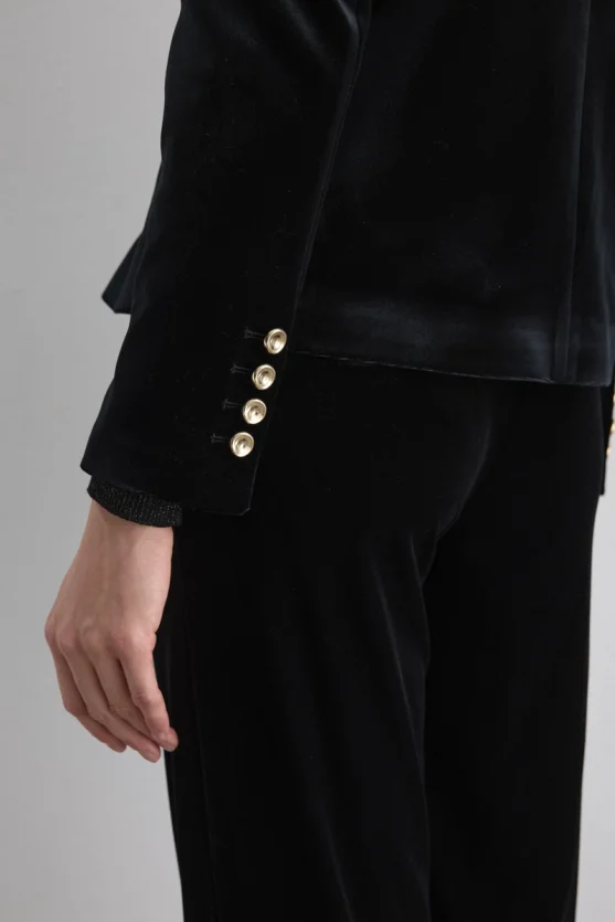 Double Breasted Velvet Jacket Black - Gusto