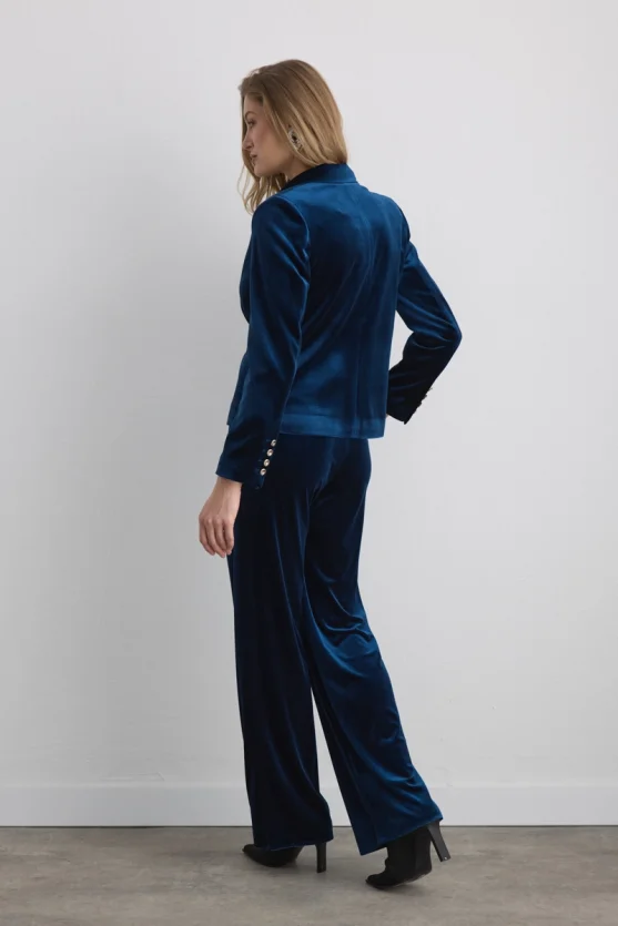 Double Breasted Velvet Jacket Navy - 5